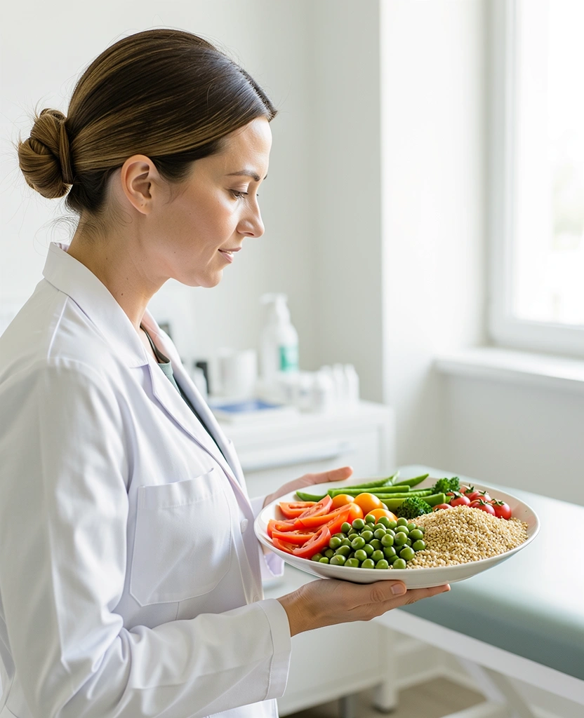 Nutrition specialist with seasonal produce